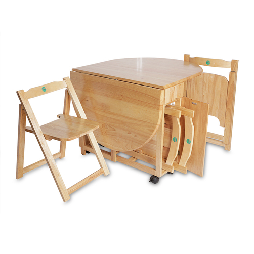 Bộ bàn ghế xếp thông minh hình oval Lộc Lâm 135 x 85 x 74 cm (Nâu gỗ)