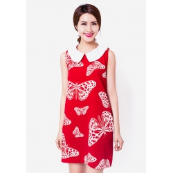 Đầm suông Hoàng Khanh Fashion in hình bướm đỏ
